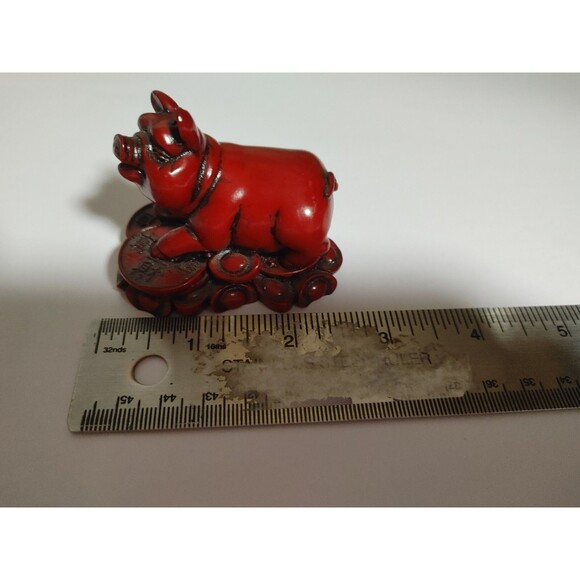 Cinnabar Red Pig Boar Figurine Chinese Horoscope Feng Shui Zodiac Luck Fortune - Picture 7 of 7